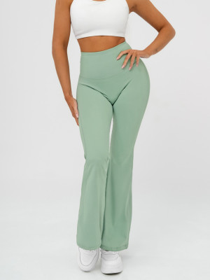 Legginsy damskie z szeroką nogawką miętowe OZONEE JS/17K587/127