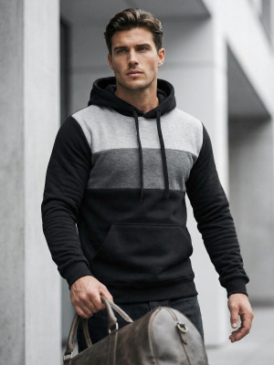 Bluza z kapturem męska czarna OZONEE JS/8B1312/3Z