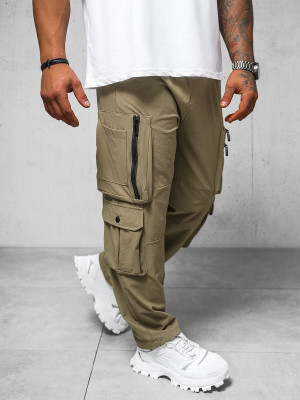 Spodnie męskie cargo wide leg ciemno-beżowe OZONEE O/PS5527