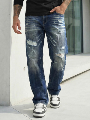 Spodnie jeansowe męskie wide leg niebieskie OZONEE O/KK2885Z