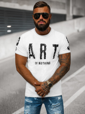 T-shirt męski z nadrukiem biały OZONEE O/8T1263/1