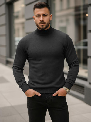 Sweter męski półgolf grafitowy OZONEE V/V24503