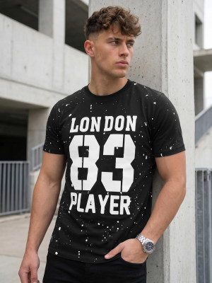 T-shirt męski slim fit czarny OZONEE JS/8B1388/3