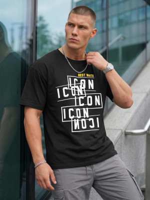 T-shirt męski loose fit czarny OZONEE JS/8B1366/3