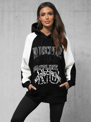 Bluza z kapturem oversize czarna OZONEE O/SWE23037Z