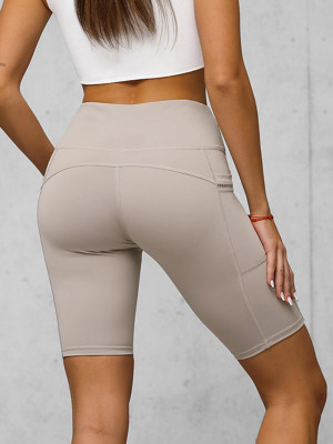 Legginsy krótkie damskie kolarki beżowe OZONEE JS/XY24004S