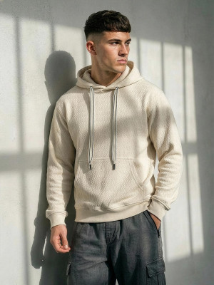 Bluza z kapturem męska ecru OZONEE O/G3065Z