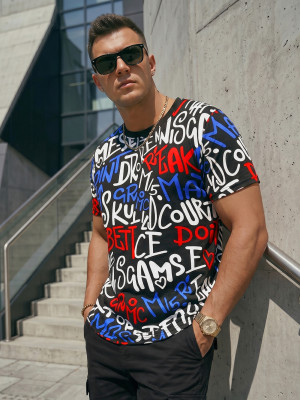T-shirt męski czarny OZONEE O/T1271/3