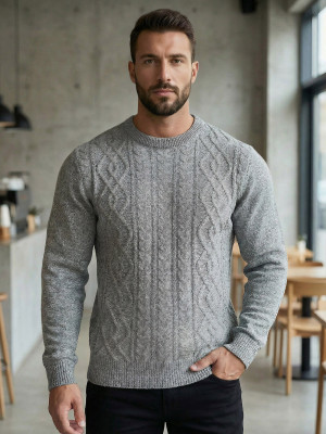 Sweter męski szary OZONEE JS/59B3610/2