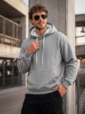 Bluza męska z kapturem szara OZONEE JS/65B3989/2