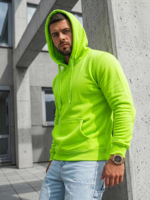 Bluza męska z kapturem zielona-neonowa OZONEE JS/2009Z