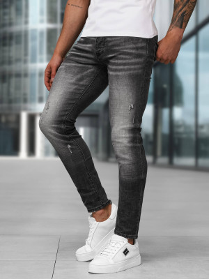 Spodnie jeansowe męskie slim fit czarne OZONEE NB/MP0070NZ