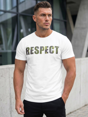 T-shirt męski slim fit biały OZONEE JS/8B1393/1