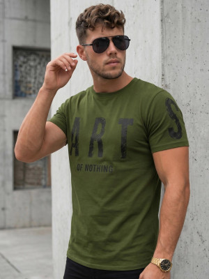 T-shirt męski z nadrukiem zielony OZONEE O/8T1263/29