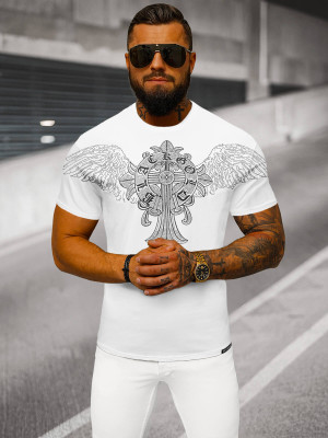 T-shirt męski slim fit biały OZONEE NB/MT3037Z