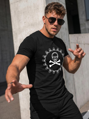T-shirt męski slim fit czarny OZONEE NB/MT3068