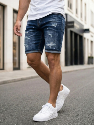 Spodenki męskie jeansowe ciemno-niebieskie OZONEE JS/33K1655/25