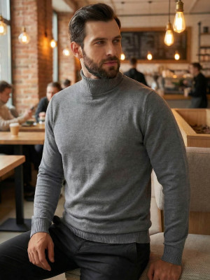 Sweter męski golf szary OZONEE JS/59B3603/2