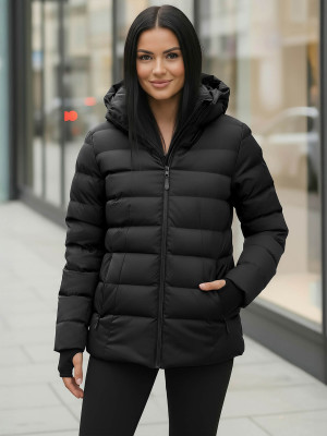 Kurtka zimowa damska pikowana czarna OZONEE JS/M769/392