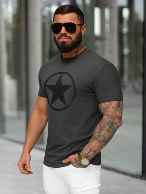 T-shirt męski slim fit grafitowy OZONEE NB/MT3151