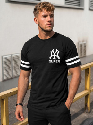 T-shirt męski loose fit czarny OZONEE JS/8B1372/3