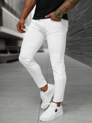 Spodnie jeansowe męskie slim-fit białe OZONEE O/YB661
