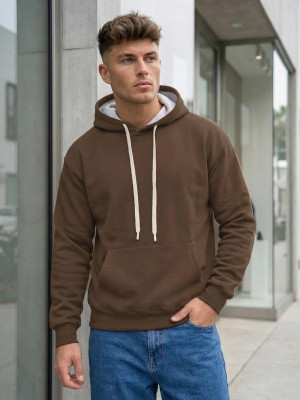 Bluza męska z kapturem czekoladowa OZONEE JS/65B3972/158