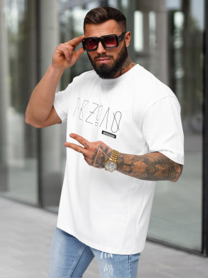 T-shirt męski loose fit biały OZONEE O/QQ1185