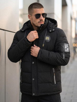 Kurtka zimowa męska pikowana czarna OZONEE JS/57M7503/392Z