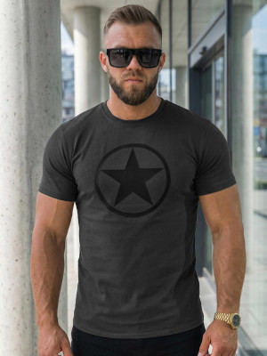 T-shirt męski slim fit grafitowy OZONEE NB/MT3151
