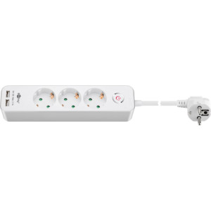 goobay 3-Weg Stekkerdoos met schakelaar en USB