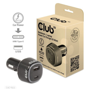 Club 3D Notebook / Laptop autolader 63 Watt oplader