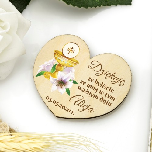 Magnes drewniany na podziękowanie dla gości (10 sztuk) - Serduszko