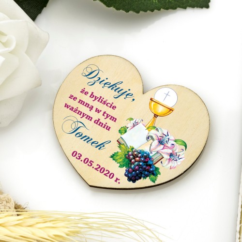 Magnes drewniany na podziękowanie dla gości (10 szt) - Dzień Komunii