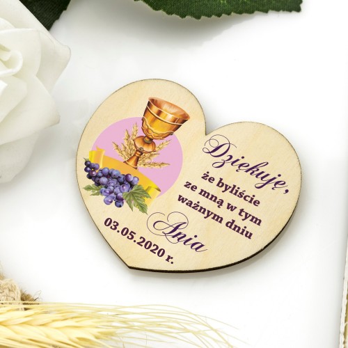 Magnes drewniany na podziękowanie dla gości (10 sztuk) - Moja I Komunia