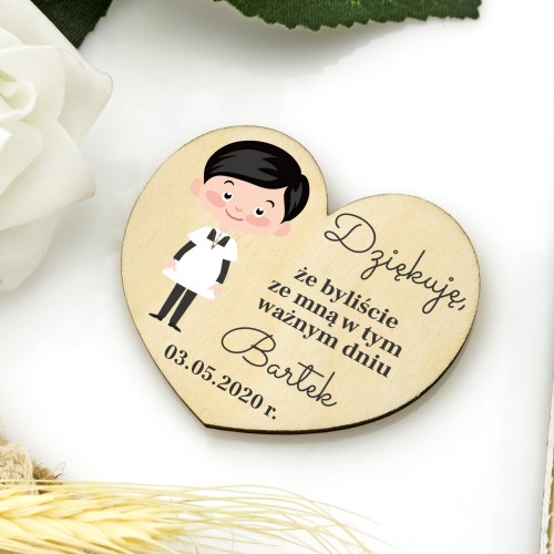 Magnes drewniany na podziękowanie dla gości (10 sztuk)- Wspomnienie Komunii