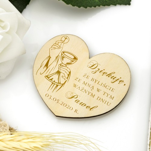 Magnes drewniany z grawerem podziękowania 10 sztuk - Z wdzięcznością