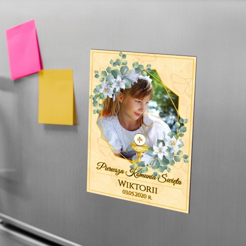 Podziękowanie komunijne - magnes ze zdjęciem Pierwsza Komunia