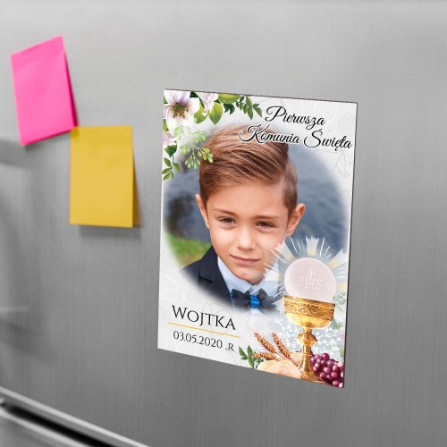 Podziękowanie na Komunię - magnes ze zdjęciem Dzień Komunii