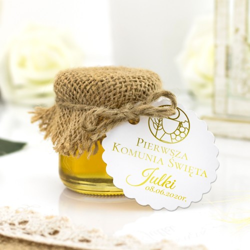 Miód w słoiczku(10 szt) na podziękowanie - Pierwsza Komunia
