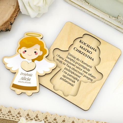 Aniołek z podziękowaniami na Komunię Św. - Dla Matki Chrzestnej