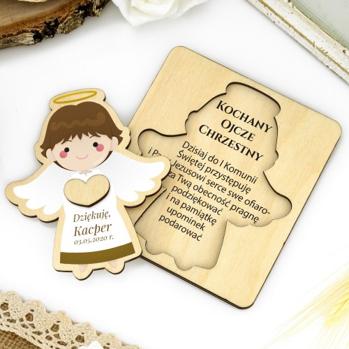Aniołek z podziękowaniami na Komunię Św. - Dla Ojca Chrzestnego
