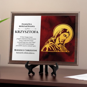 Certyfikat drewniany z nadrukiem - Pamiątka Bierzmowania
