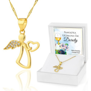 Pozłacany naszyjnik pr. 925 na komunię - Angel