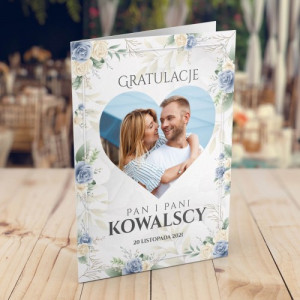 Kartka na ślub ze zdjęciem narzeczonych - Zakochani