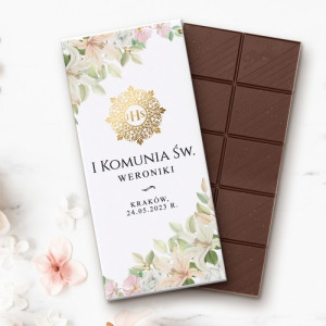 Czekolada personalizowana na komunię dla dziewczynki - Hostia