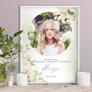 Plakat w ramce (30x40 cm) na komunię dla dziewczynki - Czysta dusza