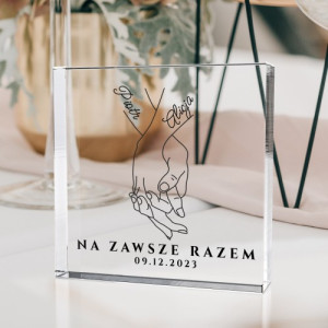 Szklana statuetka z nadrukiem dla zakochanych - Na zawsze razem