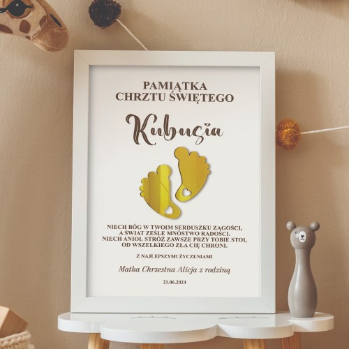 Plakat w ramce (20x30 cm) dla dziecka na chrzest - Boża Dziecina
