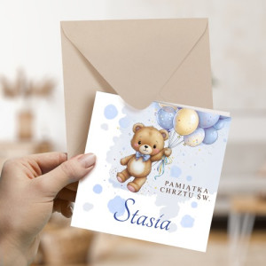 Kartka na chrzest z personalizacją dla chłopca - Malutka istotka